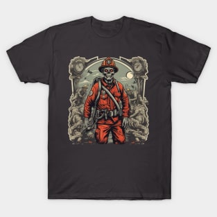 Zombie firefighter halloween wasteland graphic T-Shirt